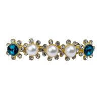 Hair Snap Clips Freshwater Pearl with Brass gold color plated for woman & with rhinestone mixed colors Sold By PC