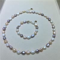 Ensembles de bijoux de perle d'eau douce de culture naturelle, Bracelet & collier, perle d'eau douce cultivée, pour femme, couleurs mélangées, 8-9mm, Longueur Environ 43 cm, Environ 19 cm, Vendu par fixé