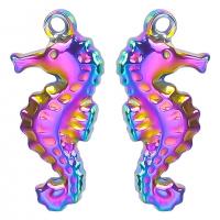 Stainless Steel Animal Pendants, 304 Stainless Steel, Seahorse, Vacuum Ion Plating, Unisex, multi-colored, 9x20mm, Sold By PC