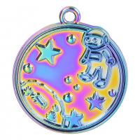 Zinc Alloy Pendants Flat Round colorful plated Unisex nickel lead & cadmium free Length Approx 50 cm Sold By PC