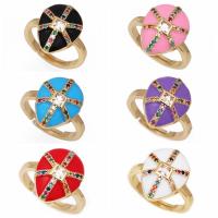 Cubic Zirconia Micro Pave Brass Ring gold color plated micro pave cubic zirconia & enamel nickel lead & cadmium free Sold By PC