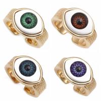 Resin fingerring, Messing, med Resin, Evil Eye, guldfarve belagt, mode smykker & Unisex, flere farver til valg, nikkel, bly & cadmium fri, 13x18mm, Solgt af PC
