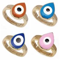 Evil Eye Biżuteria Ring Finger, Mosiądz, Złe oko, Platerowane w kolorze złota, dla obu płci & emalia, dostępnych więcej kolorów, bez zawartości niklu, ołowiu i kadmu, 15x10mm, sprzedane przez PC
