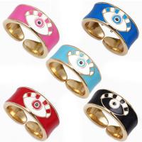 Evil Eye Jewelry Finger Ring, Brass, gold color plated, Unisex & enamel, more colors for choice, nickel, lead & cadmium free, 8mm, Sold By PC