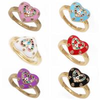 Cubic Zirconia Micro Pave Brass Ring Heart gold color plated micro pave cubic zirconia & enamel nickel lead & cadmium free Sold By PC