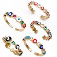 Evil Eye Jewelry Finger Ring Brass gold color plated & micro pave cubic zirconia & enamel nickel lead & cadmium free 4mm Sold By PC