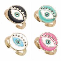 Evil Eye Jewelry Ring Finger, cobre, Mau-olhado, cromado de cor dourada, unissex & esmalte, Mais cores pare escolha, níquel, chumbo e cádmio livre, 16x16mm, vendido por PC