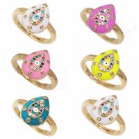 Cubic Zirconia Micro Pave Brass Ring Teardrop gold color plated micro pave cubic zirconia & enamel nickel lead & cadmium free Sold By PC