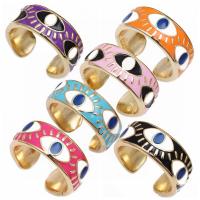 Brass Finger Ring, Evil Eye, gold color plated, Unisex & enamel, more colors for choice, nickel, lead & cadmium free, 10mm, Sold By PC
