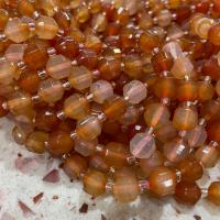 Natural Red Agate Beads, with Glass Seed Beads, Round, DIY & different size for choice & faceted, red, Sold Per Approx 14.96 Inch Strand
