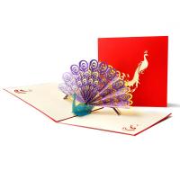 Paper 3D Greeting Card Peacock handmade Foldable & 3D effect Sold By PC
