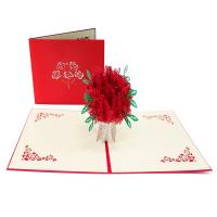 Paper 3D Greeting Card, Rose, handmade, Foldable & 3D effect, 150x150mm, Sold By PC