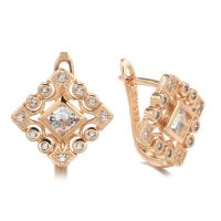 Cubic Zirconia Micro Pave Brass Earring fashion jewelry & micro pave cubic zirconia & for woman rose gold color nickel lead & cadmium free 16mm Sold By Pair