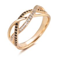 Cubic Zirconia Micro Pave Brass Ring gold color plated & micro pave cubic zirconia & for woman golden nickel lead & cadmium free 6mm Sold By PC