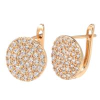 Cubic Zirconia Micro Pave Brass Earring, fashion jewelry & micro pave cubic zirconia & for woman, rose gold color, nickel, lead & cadmium free, 12mm, Sold By Pair