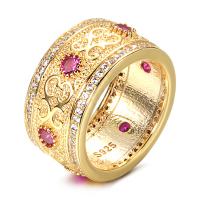 Cubic Zirconia Micro Pave Brass Ring gold color plated & micro pave cubic zirconia & for woman golden nickel lead & cadmium free 10.50mm Sold By PC