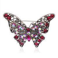 Rhinestone Brooch Zinc Alloy Butterfly antique silver color plated fashion jewelry & for woman & with rhinestone mixed colors nickel lead & cadmium free Sold By PC