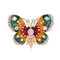 Rhinestone Brooch Zinc Alloy Butterfly KC gold color plated vintage & for woman & enamel & with rhinestone mixed colors nickel lead & cadmium free Sold By PC