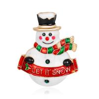 Christmas Brooches Zinc Alloy Snowman KC gold color plated fashion jewelry & for woman & enamel & with rhinestone mixed colors nickel lead & cadmium free Sold By PC