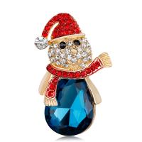 Christmas Brooches, Tibetan Style, Snowman, KC gold color plated, fashion jewelry & for woman & with rhinestone, mixed colors, nickel, lead & cadmium free, 28x46mm, Sold By PC