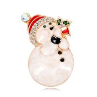 Christmas Brooches, Tibetan Style, Snowman, KC gold color plated, fashion jewelry & for woman & enamel & with rhinestone, white, nickel, lead & cadmium free, 42x46mm, Sold By PC