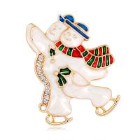 Christmas Brooches, Tibetan Style, Snowman, KC gold color plated, fashion jewelry & for woman & enamel & with rhinestone, white, nickel, lead & cadmium free, 40x39mm, Sold By PC