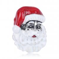 Christmas Brooches Zinc Alloy Santa Claus antique silver color plated fashion jewelry & for woman & enamel nickel lead & cadmium free Sold By PC