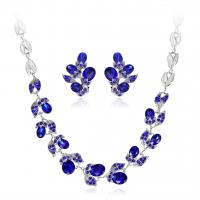 Crystal Jewelry Sets, earring & necklace, Tibetan Style, with Crystal, with 6cm extender chain, plated, three pieces & fashion jewelry & for woman & with rhinestone, more colors for choice, nickel, lead & cadmium free, 15x15mm,21x29mm, Length:42 cm, Sold By Set