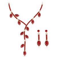 Rhinestone Jewelry Sets earring & necklace Zinc Alloy with 7cm extender chain Leaf plated three pieces & fashion jewelry & for woman & with rhinestone nickel lead & cadmium free  Length 45 cm Sold By Set