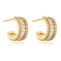 Cubic Zirconia Micro Pave Brass Earring, gold color plated, micro pave cubic zirconia & for woman, more colors for choice, 13x13mm, Sold By Pair