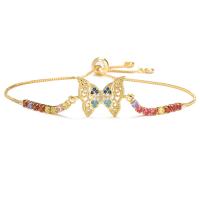 Cubic Zirconia Micro Pave Brass Bracelet gold color plated & micro pave cubic zirconia & for woman multi-colored 240mm Sold By PC