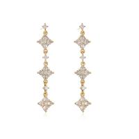 Cubic Zirconia Micro Pave Brass Earring, gold color plated, micro pave cubic zirconia & for woman, more colors for choice, 44x9mm, Sold By Pair