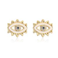 Cubic Zirconia Micro Pave Brass Earring gold color plated & micro pave cubic zirconia & for woman & enamel Sold By Pair