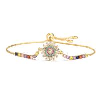 Cubic Zirconia Micro Pave Brass Bracelet gold color plated & micro pave cubic zirconia & for woman multi-colored 240mm Sold By PC