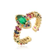 Krychlový Circonia Micro vydláždit mosazný prsten, Mosaz, barva pozlacený, Nastavitelný & různé styly pro výběr & micro vydláždit kubické zirkony & pro ženy, více barev na výběr, Prodáno By PC