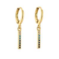 Huggie Hoop Drop Earring, Brass, gold color plated, different styles for choice & micro pave cubic zirconia & for woman, more colors for choice, 27x12mm, Sold By Pair