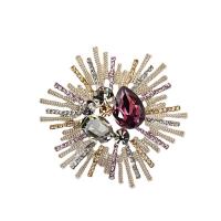 Crystal Brooch, Tibetan Style, with Crystal, Flower, plated, for woman & with rhinestone, more colors for choice, 73x35mm, Sold By PC