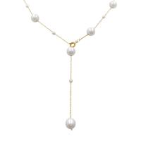 Collar de perlas de plástico, metal, con Perlas plásticas, chapado en color dorado, Estilo coreano & para mujer, longitud:aproximado 20.8 Inch, Vendido por UD