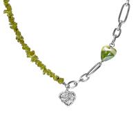 Zinc Alloy smykker halskæde, med Resin & Stainless Steel, med 2.75inch extender kæde, Heart, sølvfarvet forgyldt, Koreansk stil & for kvinde, Længde Ca. 14.1 inch, Solgt af PC