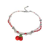 Acrylic Necklace with Zinc Alloy with 2.75inch extender chain Cherry Double Layer & for woman Length Approx 14.1 Inch Sold By PC
