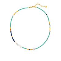 Glass Seed Beads Necklace, with Freshwater Pearl & Tibetan Style, with 2.16inch extender chain, fashion jewelry & for woman, Length:Approx 15.3 Inch, Sold By PC