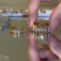 Divat Brass Ring Set, Sárgaréz, arany színű aranyozott, 2 darab & mikro egyengetni cirkónia & a nő, nikkel, ólom és kadmium mentes, 17mm, Méret:6.5, Által értékesített Set