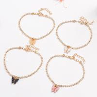 Zinc Alloy Anklet with 1.97inch extender chain Butterfly gold color plated fashion jewelry & for woman & with rhinestone nickel lead & cadmium free Length Approx 8.15 Inch Sold By PC