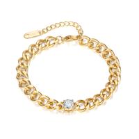 304 Stainless Steel Bracelet, with 1.57inch extender chain, Vacuum Ion Plating, fashion jewelry & micro pave cubic zirconia & for woman, more colors for choice, Length:Approx 5.91 Inch, Sold By PC
