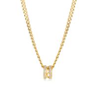 Stainless Steel Jewelry Necklace Brass with 304 Stainless Steel Chain with 2.36inch extender chain Vacuum Ion Plating fashion jewelry & micro pave cubic zirconia & for woman golden nickel lead & cadmium free Length Approx 20.08 Inch Sold By PC