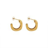 Titanium Steel  Earring, Vacuum Ion Plating, for woman, golden, 21x23mm, Sold By Pair