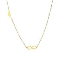 Titanium Steel Necklace, with 5cm extender chain, Infinity, Vacuum Ion Plating, for woman, golden, 23x8mm,20x7mm, Length:Approx 42 cm, Sold By PC