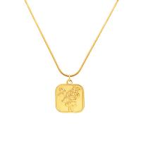 Titanstahl Halskette, mit Verlängerungskettchen von 5cm, Quadrat, für Frau, goldfarben, 18mm, Länge:ca. 40 cm, verkauft von PC