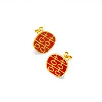Titanium Steel  Earring, Vacuum Ion Plating, for woman & enamel, red, 13x13mm, Sold By Pair