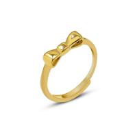 Titanium Steel Finger Ring, Bowknot, Vacuum Ion Plating, for woman, golden, 4mm, US Ring Size:7, Sold By PC